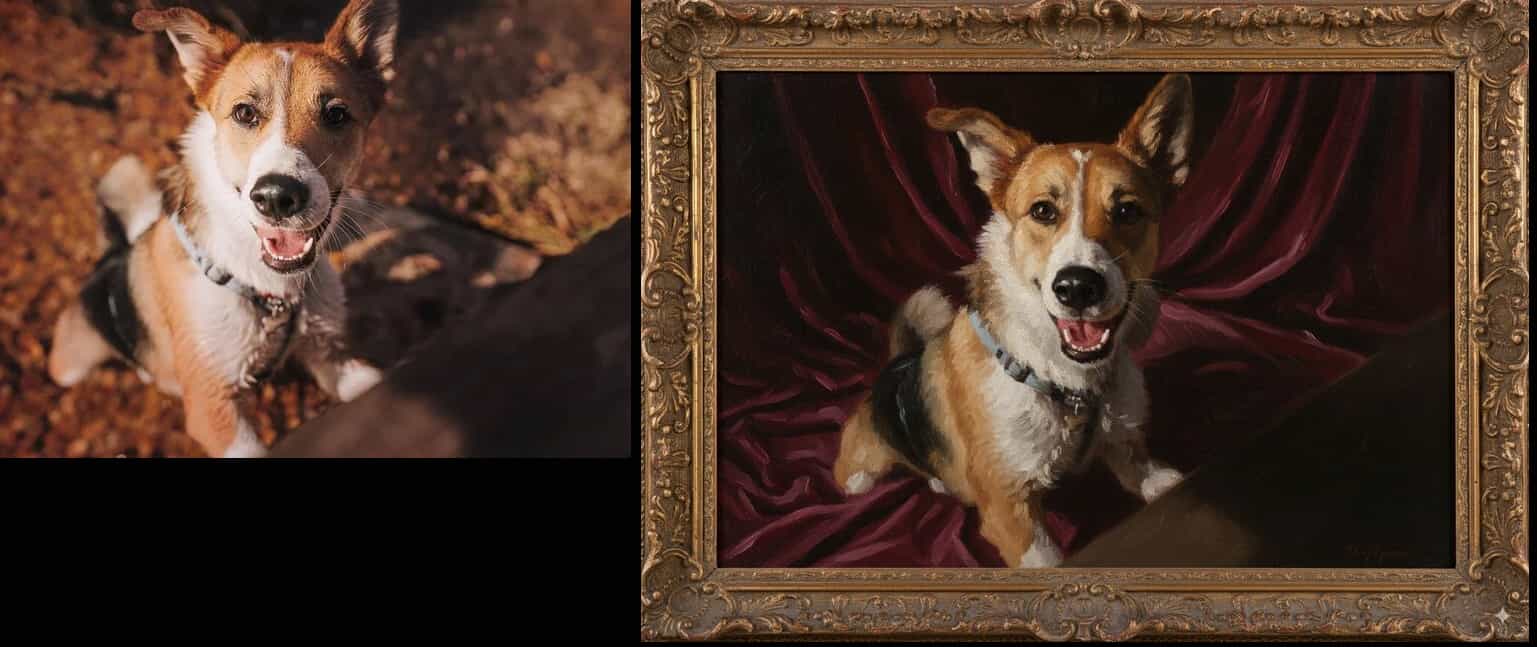 Two dogs watercolor portrait